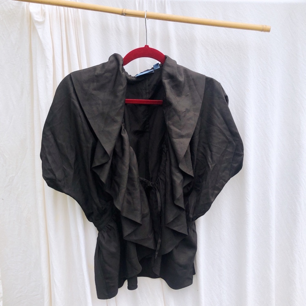 Black Vera wang raffle cape vest